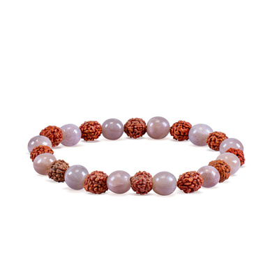 Bracelet with rudraksha and peach moonstone