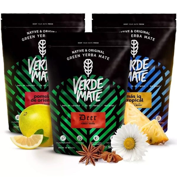 Yerba mate set Verde Mate Green Mas IQ 3x500 1.5kg