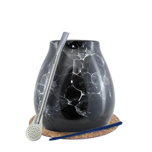 Yerba Mate Matero Set Calabash Marmol Bombilla