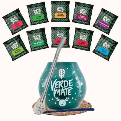 Set Yerba Mate Green 500g Mate Gourd Bombilla 10x50g