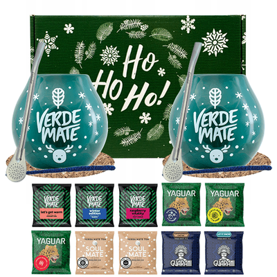 Christmas Gift Set For Couples - Yerba Mate 10 x 50 g (500 g) + 2 x Accessories + Box