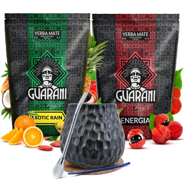 Yerba mate set Guarani 2x500g ceramic calabash bombilla