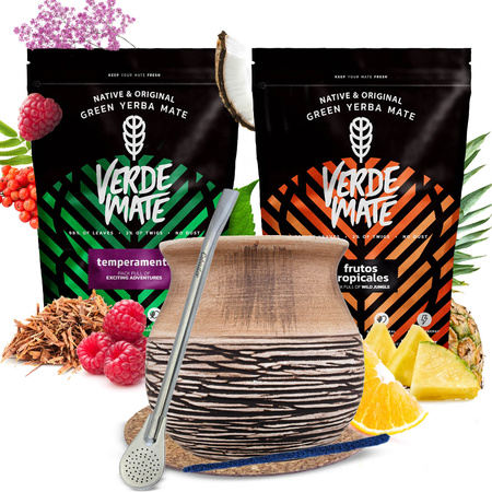 Yerba Mate Set Verde Mate 2x500g 1kg Calabash + Bombilla