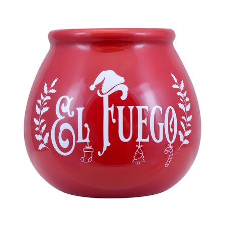 Ceramic Calabash with El Fuego Logo - Christmas Edition (red) 300ml