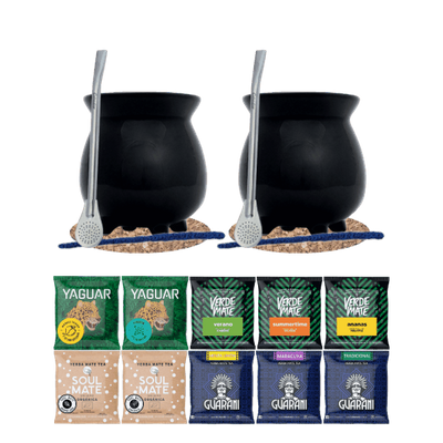 Yerba Mate Set 10x50g 2x Calabash + 2x Bombilla