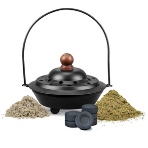 Set of palo santo shavings, incense burner and incense coals