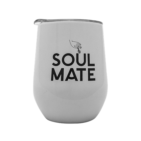 TermoLid – stainless steel vessel with a lid – Soul Mate (white) – 350 ml