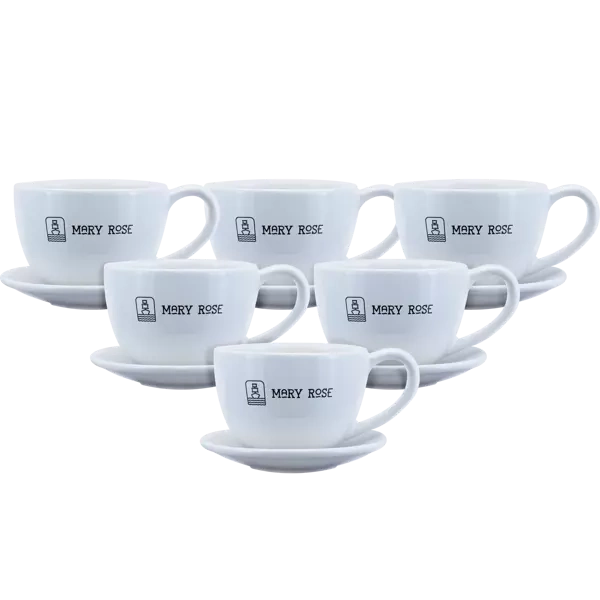 SET OF 6 CUPS WITH SAUCERS, COFFEE, TEA