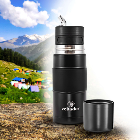 Yerbomos X ALL IN ONE - 450ml - Mate cup, thermos and bombilla in one (black)