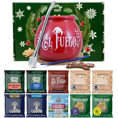 Yerba Mate Winter Gift Set 10x50g Calabash + Bombilla