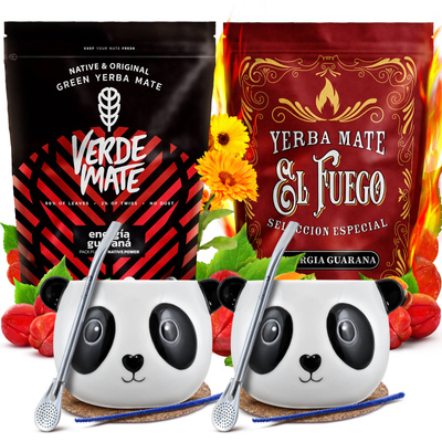Yerba Mate Set FOR TWO Calabash Bombilla 1000g