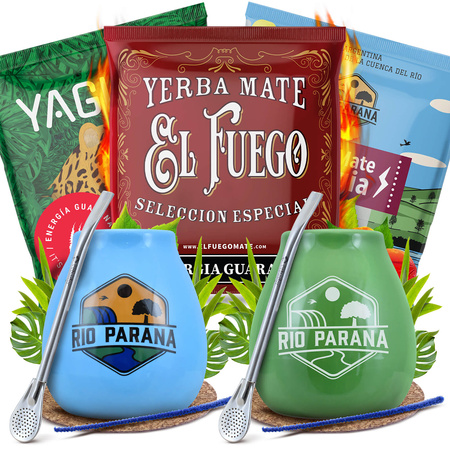 Yerba Mate Energia Set FOR TWO Calabash Bombilla