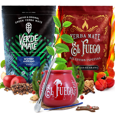 Yerba Mate Winter set Verde Mate El Fuego 2x500g + accessories