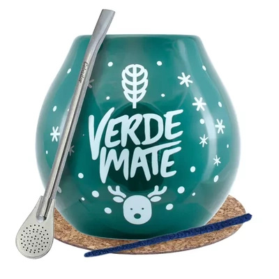 Yerba Verde Mate set Bombilla winter gourd