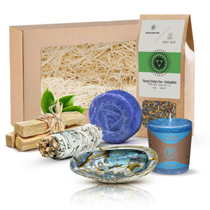 Gift set for Throat Chakra (Vishuddha): chakra tea + incense + candle