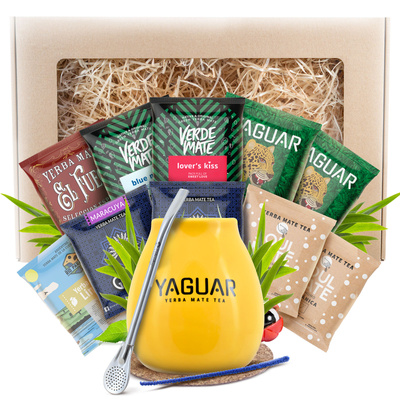 Yerba Mate Gift Set 10x50g 500g Calabash + Bombilla