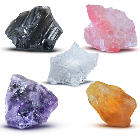 Set of natural stones and crystals - esotericism, yoga, meditation