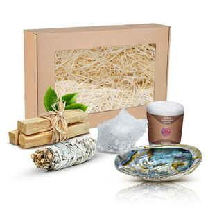 Gift set for rituals and cleansing: incense + rock crystal + candle