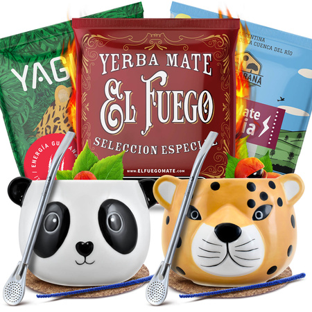 Yerba Mate Energia Set FOR TWO Calabash Bombilla