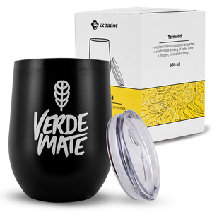 TermoLid – stainless steel vessel with a lid – Verde Mate (black) – 350 ml