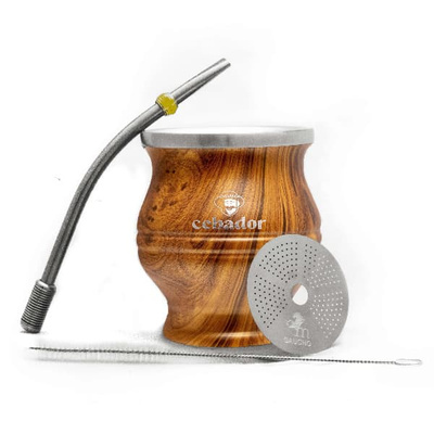 TermoColador – mate cup + strainer + bombilla – wood colour