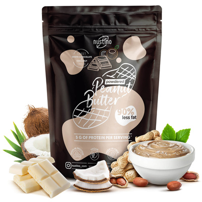 Nustino – Powdered Peanut Butter – White Chocolate & Coconut (no sugar added) 400g