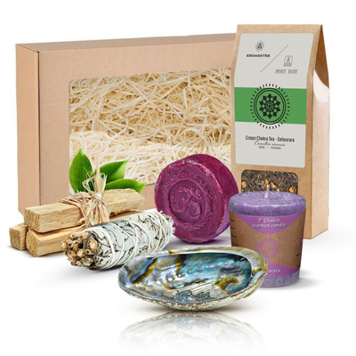 Gift set for Crown Chakra (Sahasrara): chakra tea + incense + candle