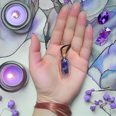 Bottle with stones – Amethyst