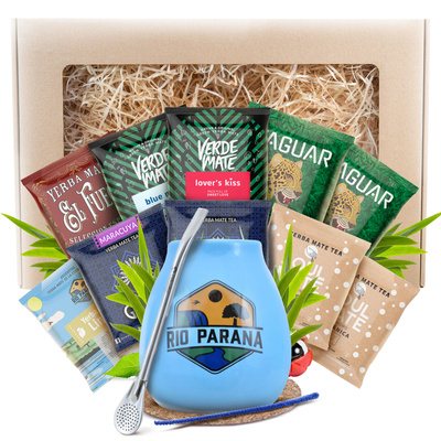 Yerba Mate Gift Set 10x50g 500g Calabash + Bombilla