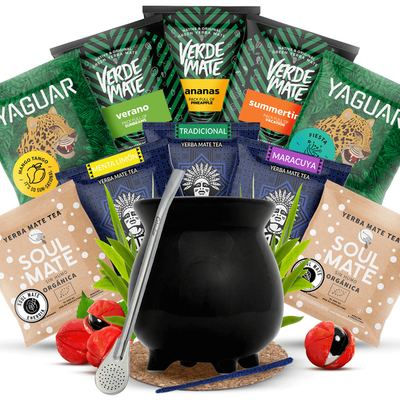 Yerba Mate Set 10x50g Calabash + Bombilla