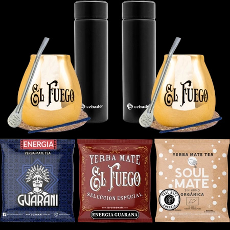 Set of yerba Mate for couples PREMIUM calabash Thermos