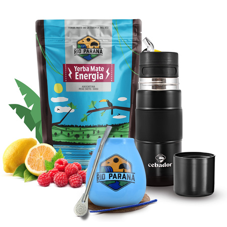 Yerba Mate Set Rio Parana Energia 500g 0,5kg Yerbomos + Calabash + Bombilla