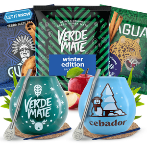 Yerba Mate Winter Set FOR TWO calabash + bombilla