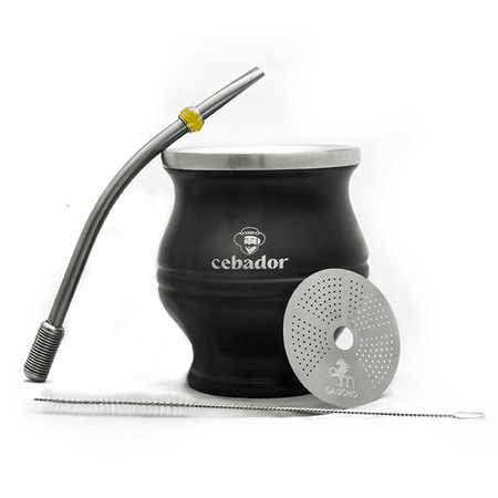 TermoColador – mate cup + strainer + bombilla – black