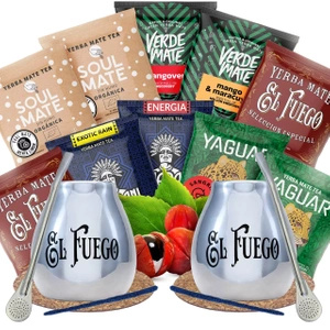 SET FOR TWO Yerba Mate Calabash Bombilla 10x50g