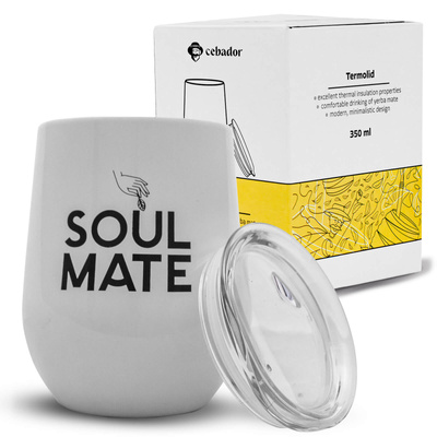 TermoLid – thermal mate cup with a lid – Soul Mate (white) – 350 ml