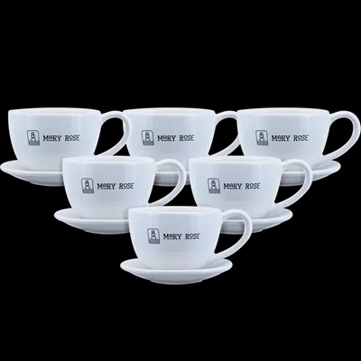 SET OF 6 CUPS WITH SAUCERS, COFFEE, TEA