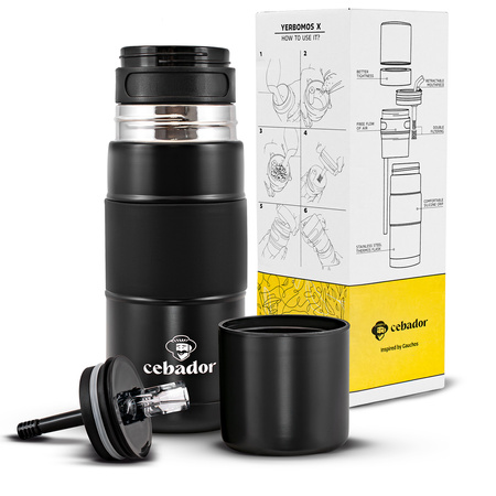 Yerbomos X ALL IN ONE - 450ml - Mate cup, thermos and bombilla in one (black)