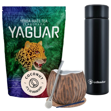 Yerba Mate Yaguar Coconut 500g calabash thermos set