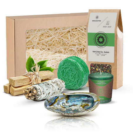 Gift set for Heart Chakra (Anahata): chakra tea + incense + candle