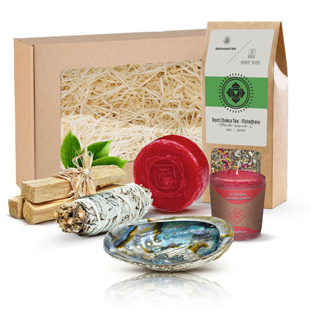 Gift set for Root Chakra (Muladhara): chakra tea + incense + candle