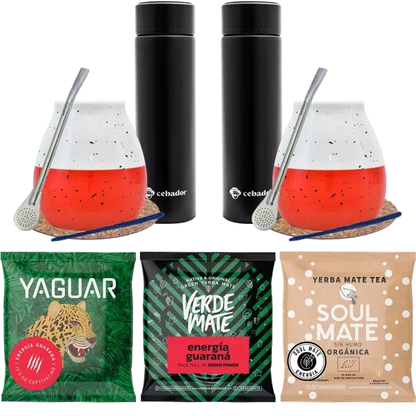 Yerba Mate starter kit for couples thermos 3x50g