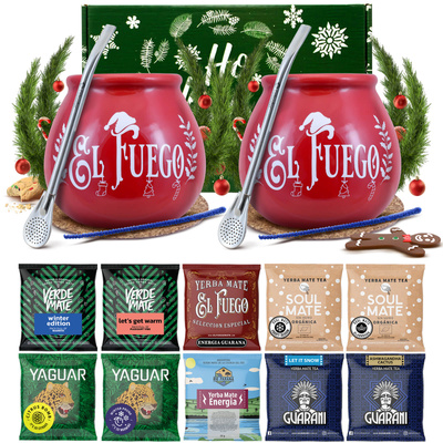 Christmas Gift Set For Couples - Yerba Mate 10x50 g (500g) + 2x Accessories + Box