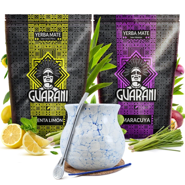 Yerba mate set Guarani 2x500g ceramic calabash bombilla