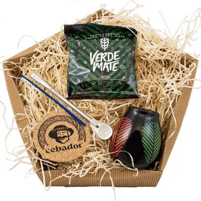 Yerba Mate Gift Set: Verde Mate Frutos Tropicales 50g + Mate Gourd + Bombilla